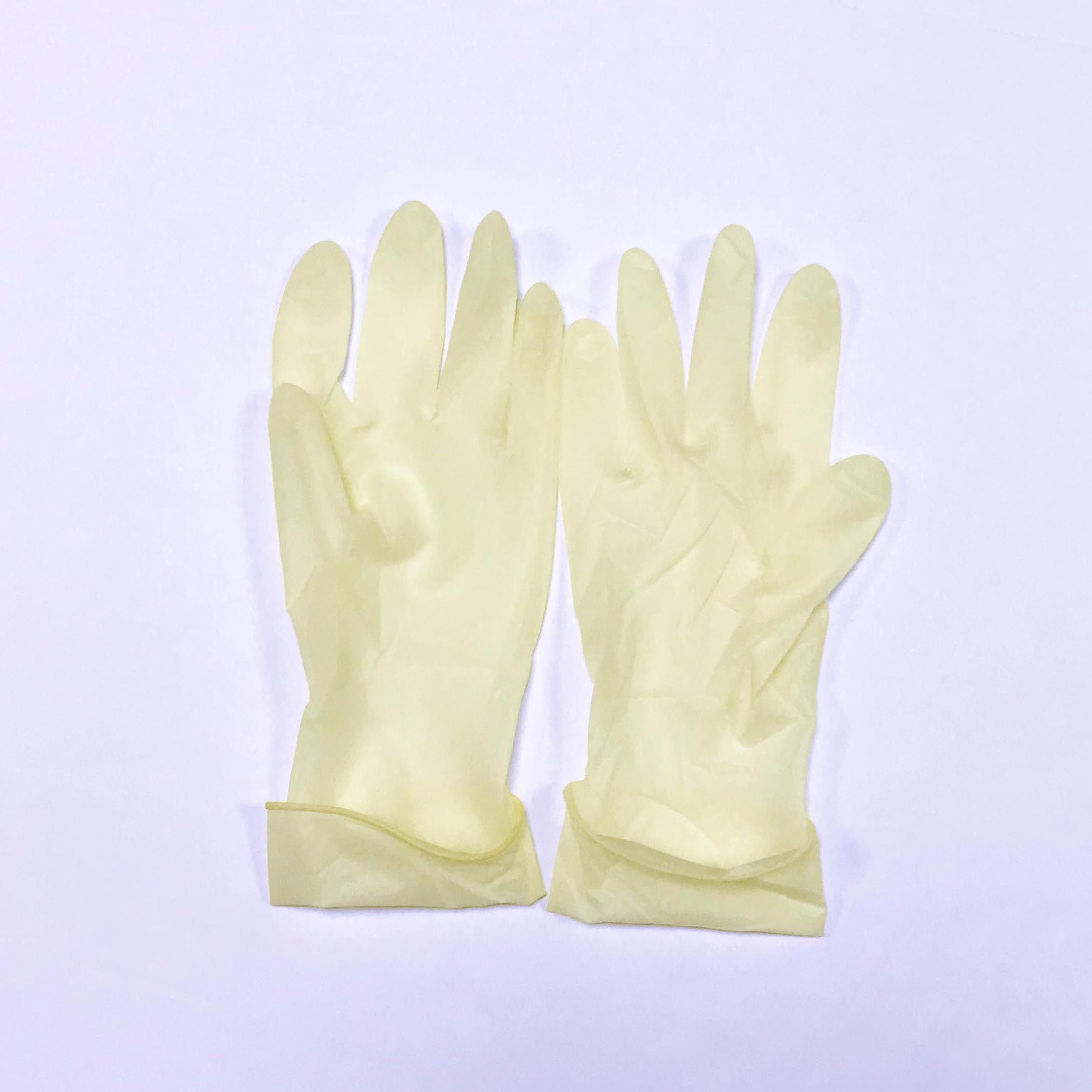 Beige Pre Powdered Sterile Latex Surgical Gloves