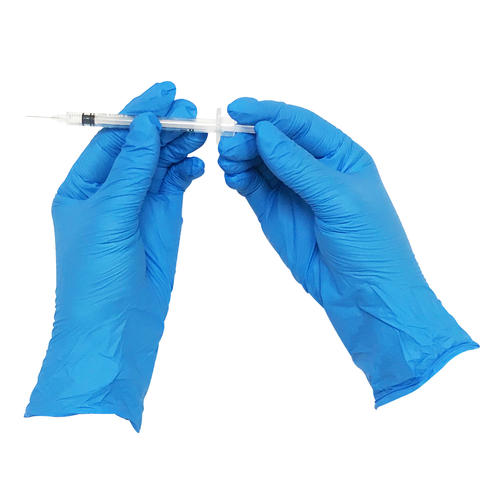 Biodegradable Blue Powder Free Disposable Nitrile Medical Gloves
