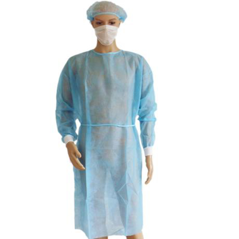 Blue Disposable Non Woven Medical Isolation Gown with Cuff