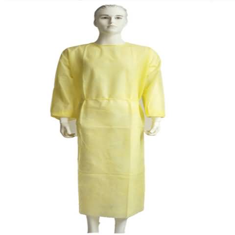 Yellow Disposable Non Woven Isolation Gown for Hospital Use