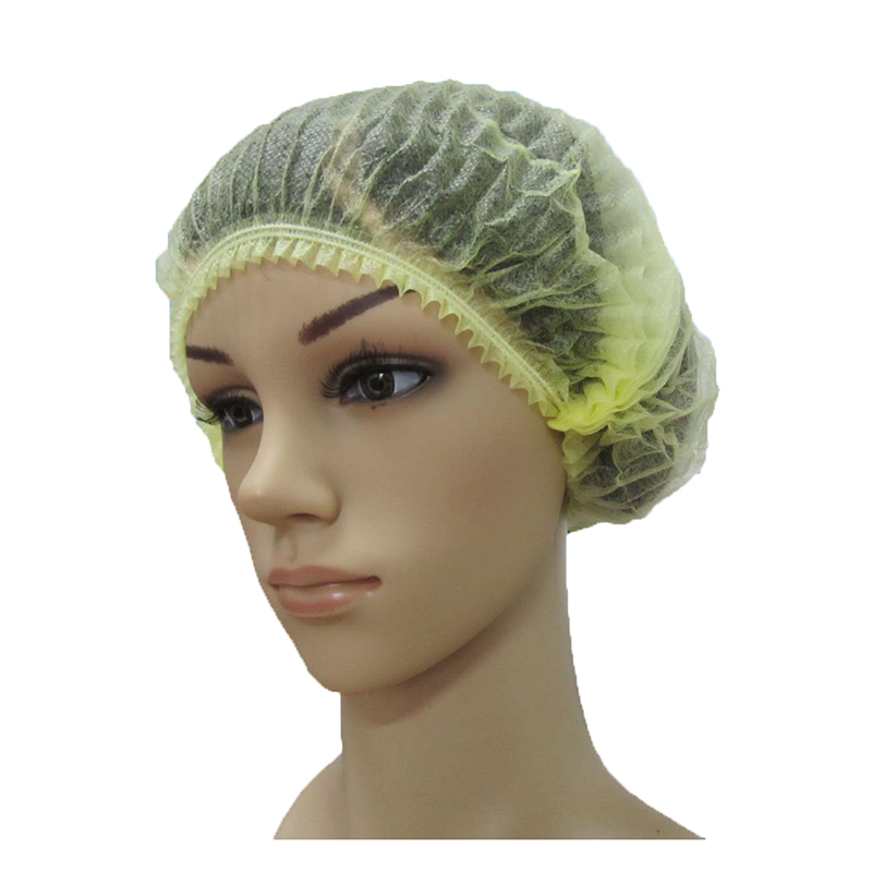 Yellow Hypoallergenic Disposable Non Woven Bouffant Hair Net Cap