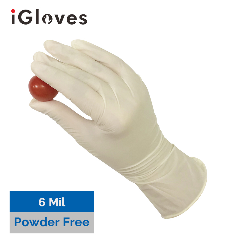 Natural Latex Gloves (6 Mil, Powder Free)